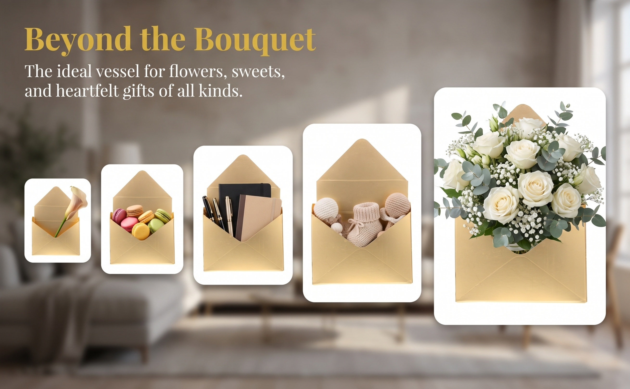 Florist Flower Supply - 2Pcs Flower Packaging Boxes Elegant Envelop