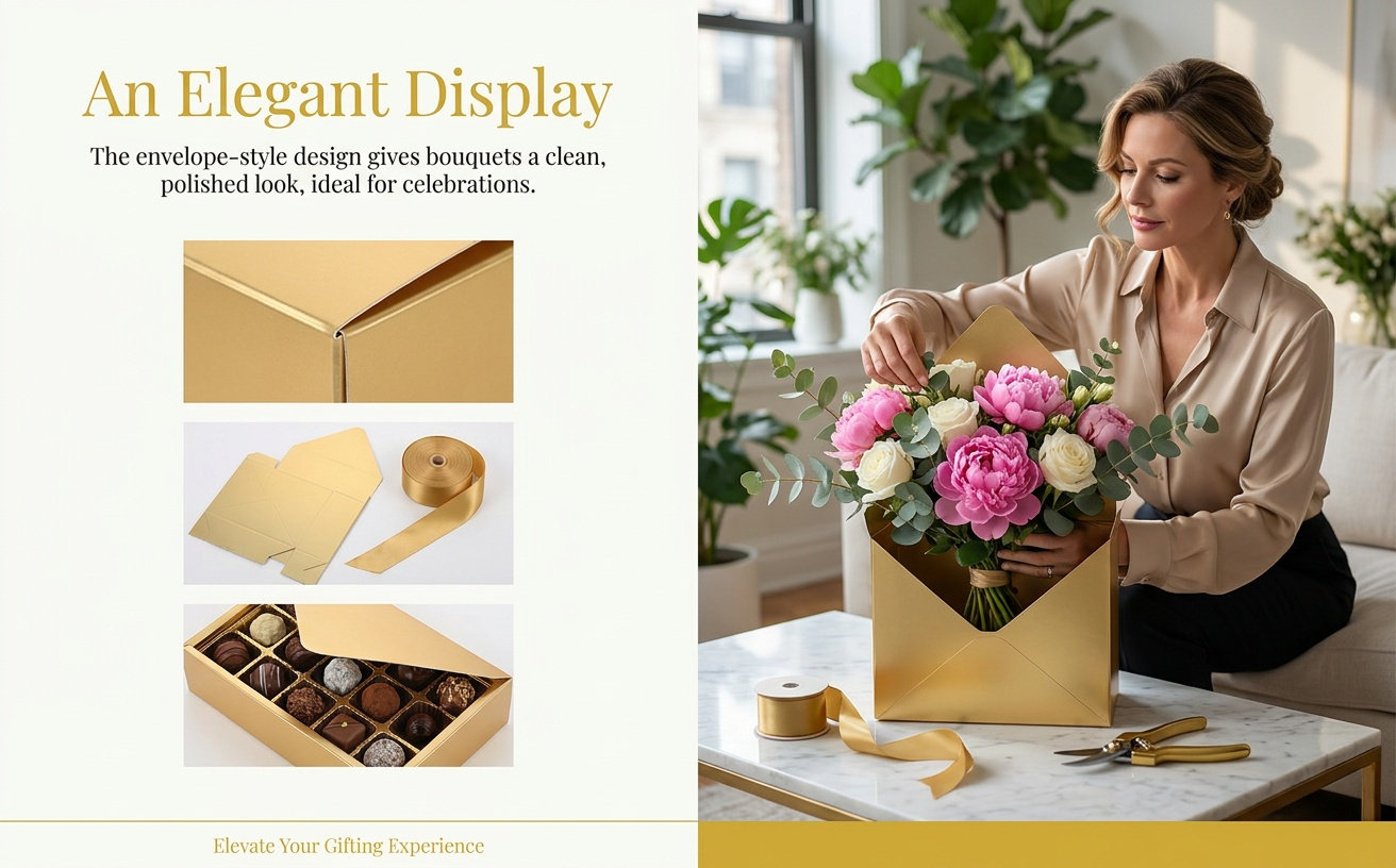 Florist Flower Supply - 2Pcs Envelop Paper Box Flower Packaging